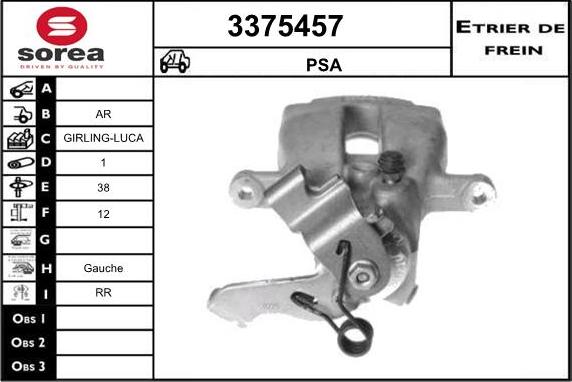 Sera 3375457 - Тормозной суппорт autosila-amz.com