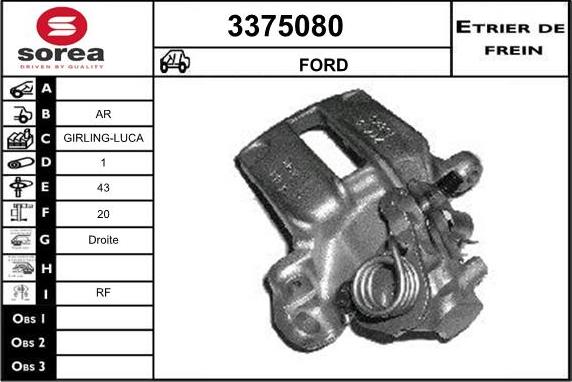 Sera 3375080 - Тормозной суппорт autosila-amz.com