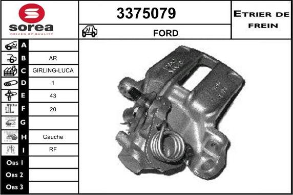 Sera 3375079 - Тормозной суппорт autosila-amz.com