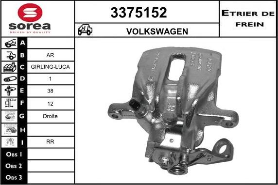 Sera 3375152 - Тормозной суппорт autosila-amz.com