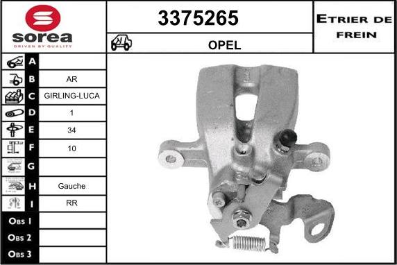 Sera 3375265 - Тормозной суппорт autosila-amz.com