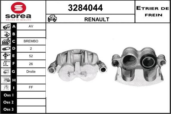 Sera 3284044 - Тормозной суппорт autosila-amz.com