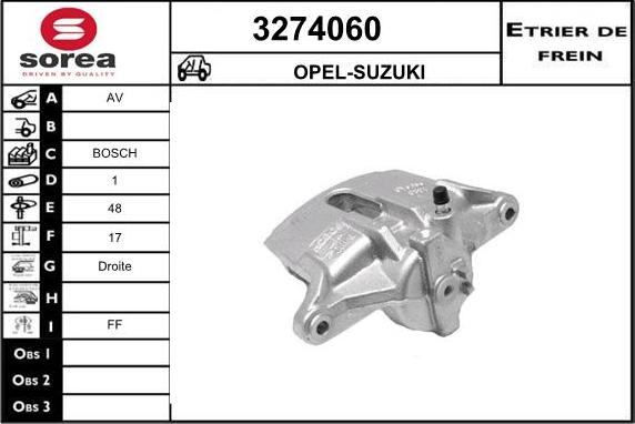 Sera 3274060 - Тормозной суппорт autosila-amz.com