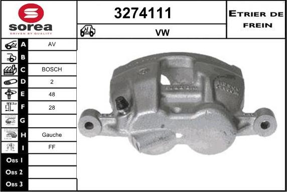 Sera 3274111 - Тормозной суппорт autosila-amz.com