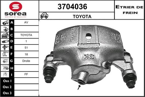 Sera 3704036 - Тормозной суппорт autosila-amz.com