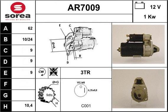 Sera AR7009 - Стартер autosila-amz.com