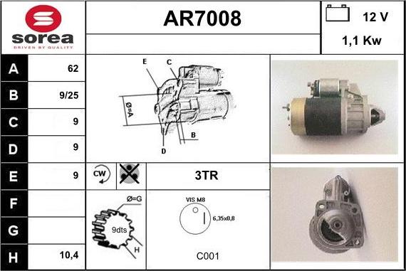 Sera AR7008 - Стартер autosila-amz.com