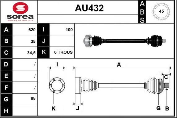 Sera AU432 - Приводной вал autosila-amz.com