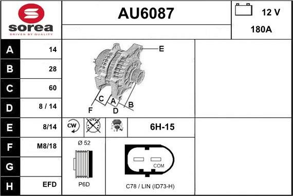 Sera AU6087 - Генератор autosila-amz.com