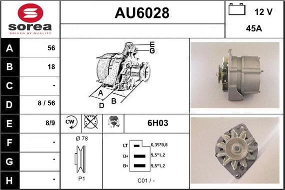 Sera AU6028 - Генератор autosila-amz.com