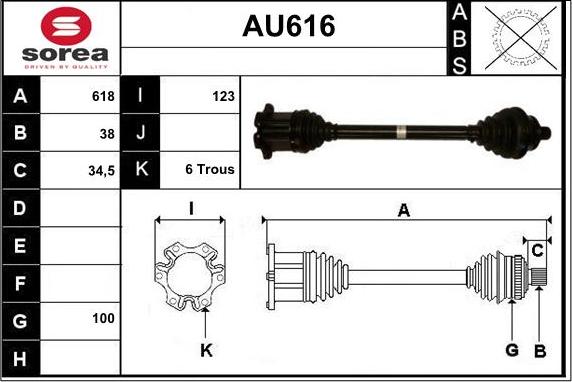 Sera AU616 - Приводной вал autosila-amz.com