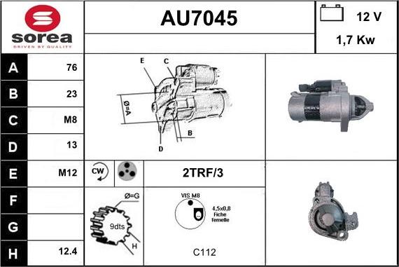 Sera AU7045 - Стартер autosila-amz.com