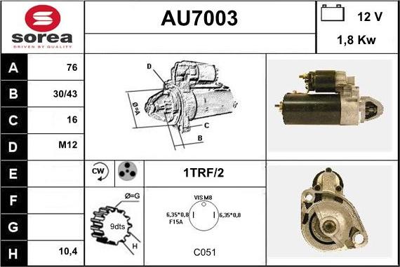 Sera AU7003 - Стартер autosila-amz.com