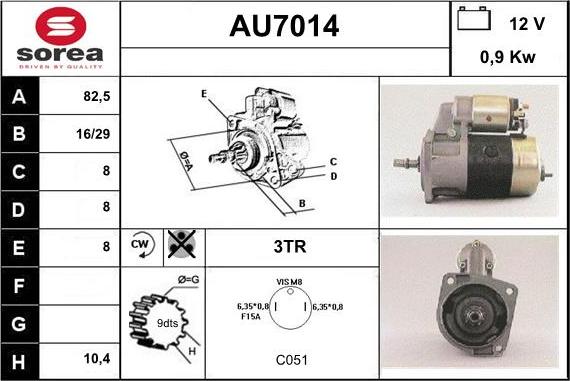 Sera AU7014 - Стартер autosila-amz.com