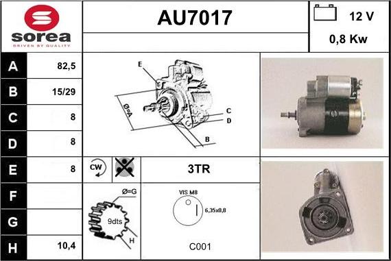 Sera AU7017 - Стартер autosila-amz.com