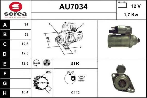 Sera AU7034 - Стартер autosila-amz.com