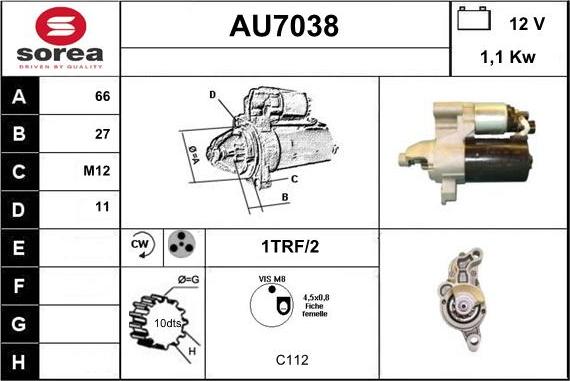 Sera AU7038 - Стартер autosila-amz.com