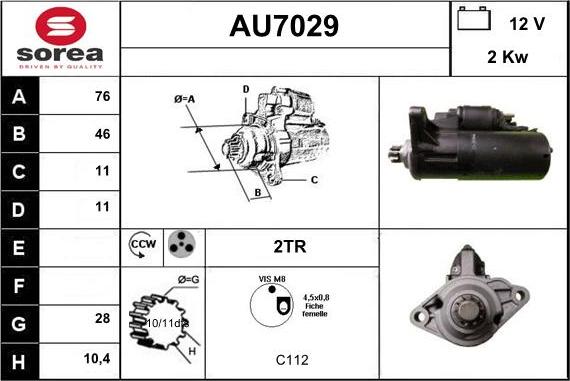 Sera AU7029 - Стартер autosila-amz.com