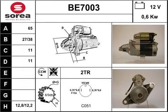 Sera BE7003 - Стартер autosila-amz.com