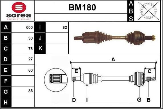 Sera BM180 - Приводной вал autosila-amz.com