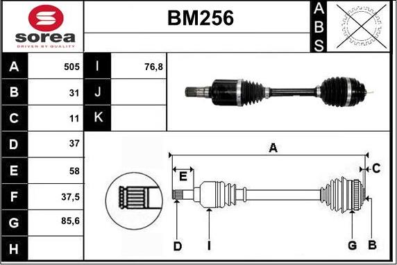 Sera BM256 - Приводной вал autosila-amz.com