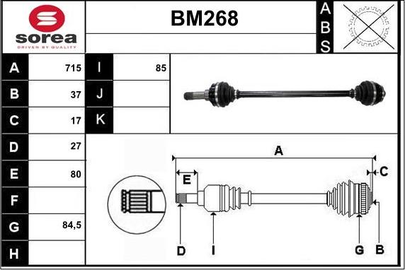 Sera BM268 - Приводной вал autosila-amz.com