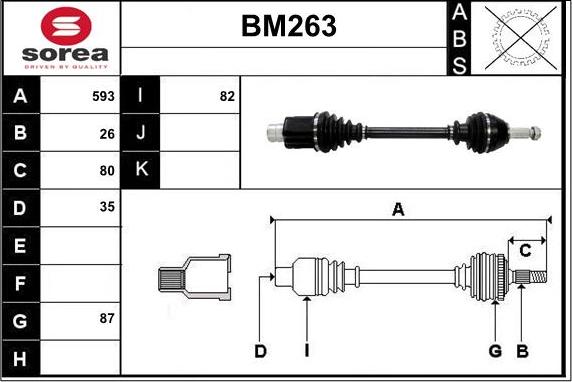 Sera BM263 - Приводной вал autosila-amz.com