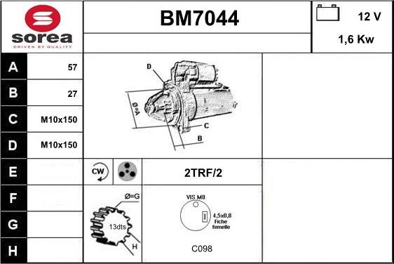 Sera BM7044 - Стартер autosila-amz.com