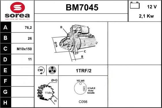 Sera BM7045 - Стартер autosila-amz.com