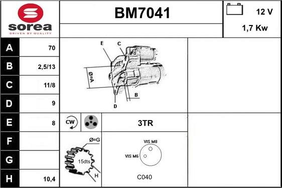 Sera BM7041 - Стартер autosila-amz.com