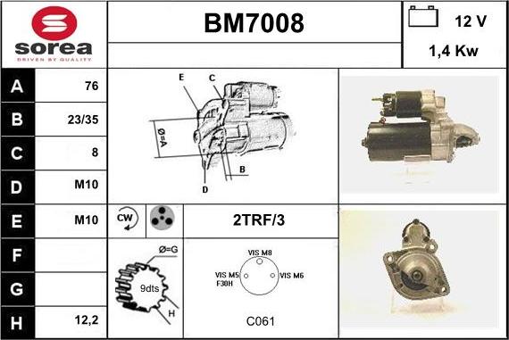 Sera BM7008 - Стартер autosila-amz.com