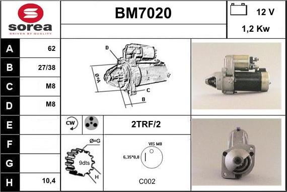 Sera BM7020 - Стартер autosila-amz.com