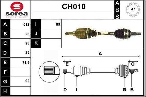 Sera CH010 - Приводной вал autosila-amz.com