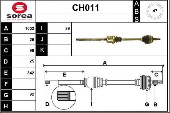 Sera CH011 - Приводной вал autosila-amz.com