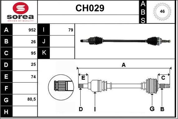 Sera CH029 - Приводной вал autosila-amz.com