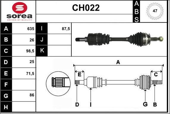 Sera CH022 - Приводной вал autosila-amz.com