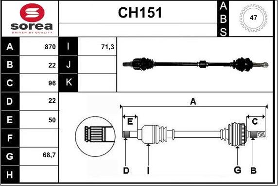 Sera CH151 - Приводной вал autosila-amz.com