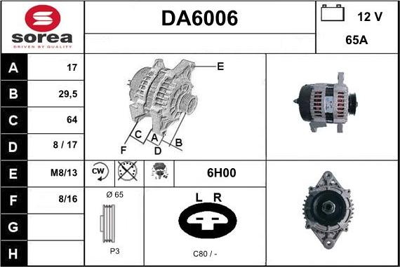 Sera DA6006 - Генератор autosila-amz.com
