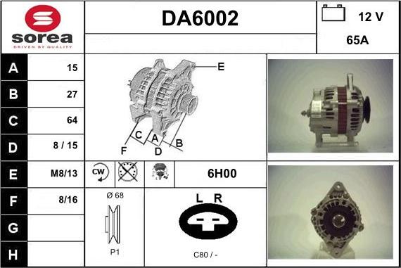 Sera DA6002 - Генератор autosila-amz.com