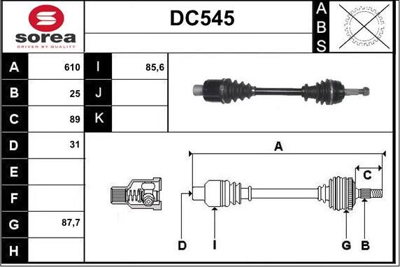 Sera DC545 - Приводной вал autosila-amz.com