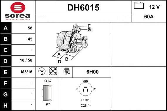 Sera DH6015 - Генератор autosila-amz.com