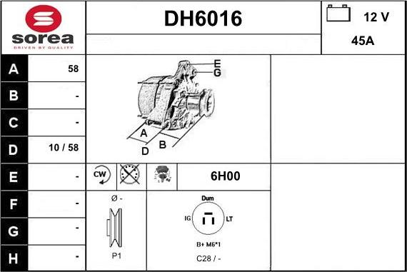 Sera DH6016 - Генератор autosila-amz.com