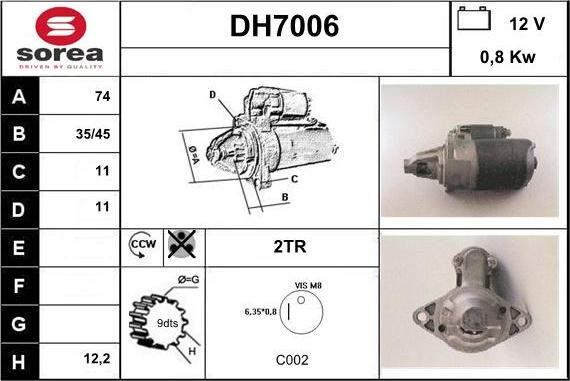 Sera DH7006 - Стартер autosila-amz.com