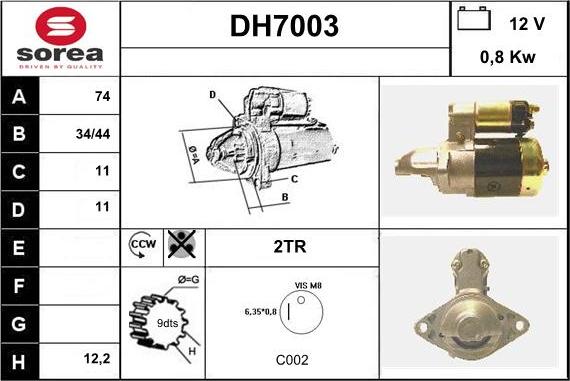 Sera DH7003 - Стартер autosila-amz.com