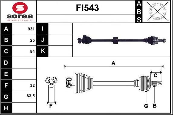 Sera FI543 - Приводной вал autosila-amz.com