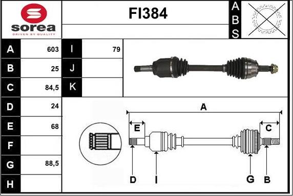 Sera FI384 - Приводной вал autosila-amz.com