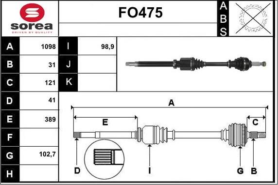 Sera FO475 - Приводной вал autosila-amz.com