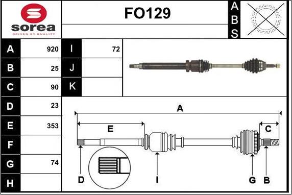 Sera FO129 - Приводной вал autosila-amz.com