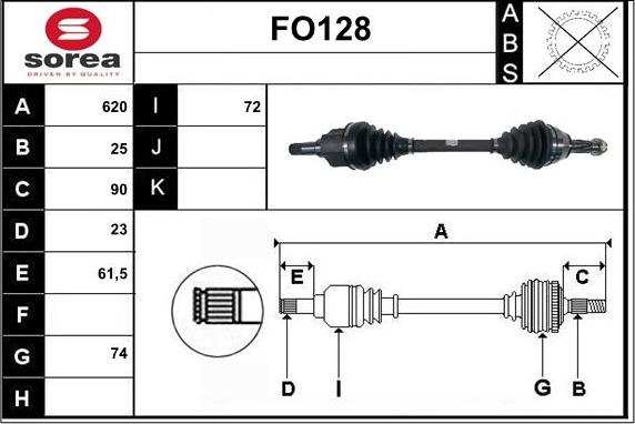 Sera FO128 - Приводной вал autosila-amz.com