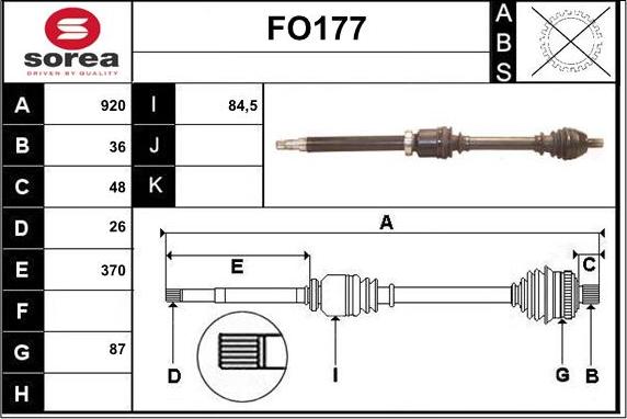 Sera FO177 - Приводной вал autosila-amz.com